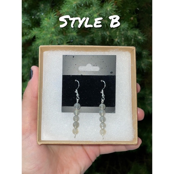 Labradorite Crystal Earrings | Hand Crafted | Beaded - Picture 5 of 6